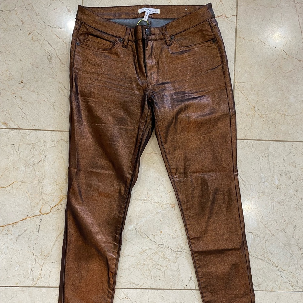 BCBGeneration Copper/Metallic Skinny Legged Jeans (28)